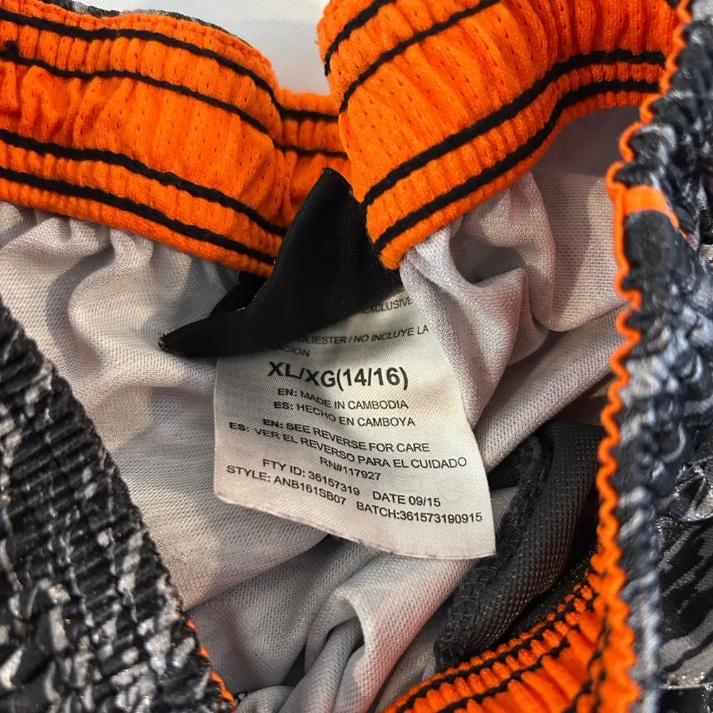 AND1 Boys Basketball Shorts XL 14/16 Black Gray Orange Athletic Shorts